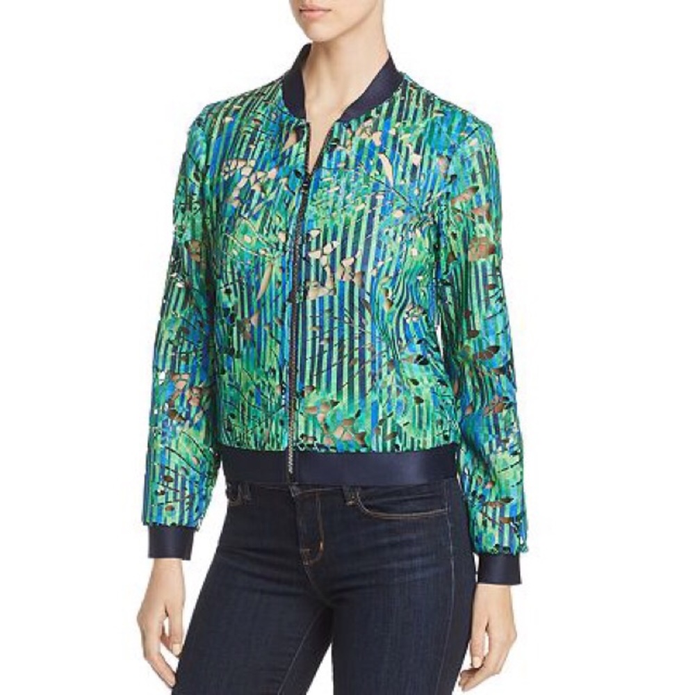 Printed Bomber Jacket by T Tahari